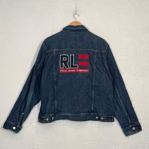 Vintage Ralph Lauren Polo Jeans‎ Co. Blue Denim Trucker Jacket Large